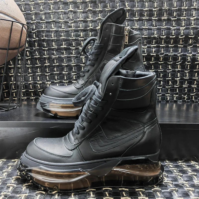 Men'S Shoes With Support - รองเท้าบูทข้อเท้าหนังแท้สำหรับผู้ชายและผู้หญิง รองเท้ามอเตอร์ไซค์ พื้นหนา เพิ่มความสูง สไตล์วินเทจ หรูหรา