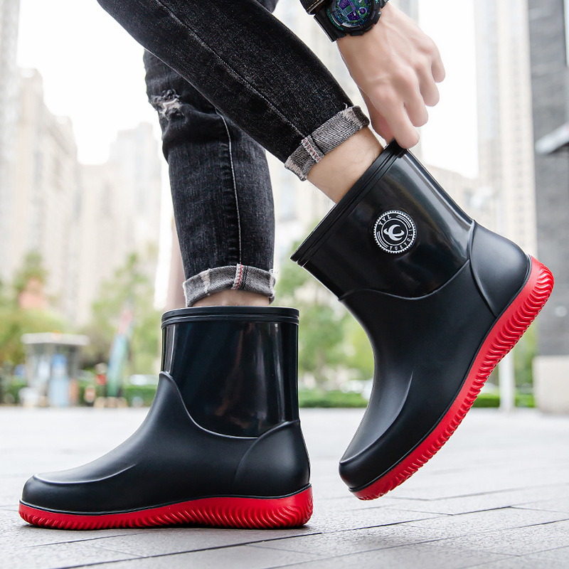 Men'S Shoes Water Resistant - รองเท้าบูทกันฝนกลางน่องสําหรับผู้ชาย 2025 รูปแบบใหม่ รองเท้าน้ํากันลื่นกลางแจ้งกลางน่องที่ทันสมัย น้ําหนักเบาและกันน้ํา