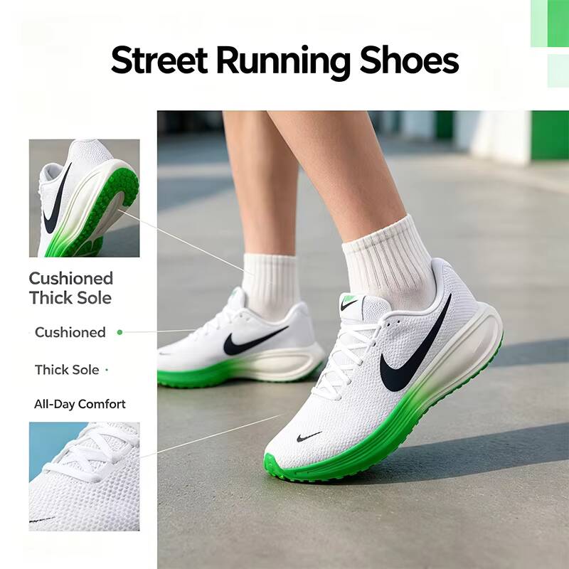 Men Shoes Size Nike - ร้อนแรง 2026 สินค้าใหม่ไนกี้สีขาวสีเขียวรองเท้าวิ่งสำหรับชายพื้นรองเท้าหนาน้ำหนักเบารองเท้ากีฬาถนน HJ9198-111