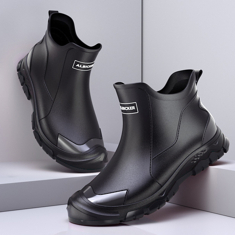 Men'S Shoes Water Resistant - รองเท้าบูทกันฝนแบบสั้นสำหรับผู้ชาย รองเท้าบูทกันน้ำในเมือง รองเท้าบูทกันลื่น ทนทานต่อการสึกหรอ รองเท้าบูทลุยน้ำ รองเท้ายางกันน้ำน้ำหนักเบาทันสมัยสำหรับผู้ชาย