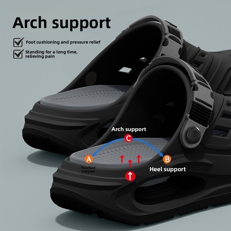 Men'S Shoes With Support - รองเท้าแตะแบบมีโครงรองรับอุ้งเท้า พื้นนุ่มกันลื่น ระบายอากาศได้ดี เหมาะสำหรับฤดูร้อน พื้นหนาทนทาน ป้องกันกลิ่น