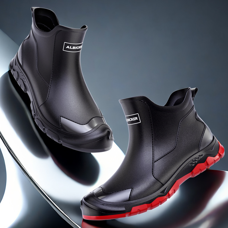 Men'S Shoes Water Resistant - รองเท้าบูทกันฝนแบบสั้นสำหรับผู้ชาย รองเท้าบูทกันน้ำในเมือง รองเท้าบูทกันลื่น ทนทานต่อการสึกหรอ รองเท้าบูทลุยน้ำ รองเท้ายางกันน้ำน้ำหนักเบาทันสมัยสำหรับผู้ชาย