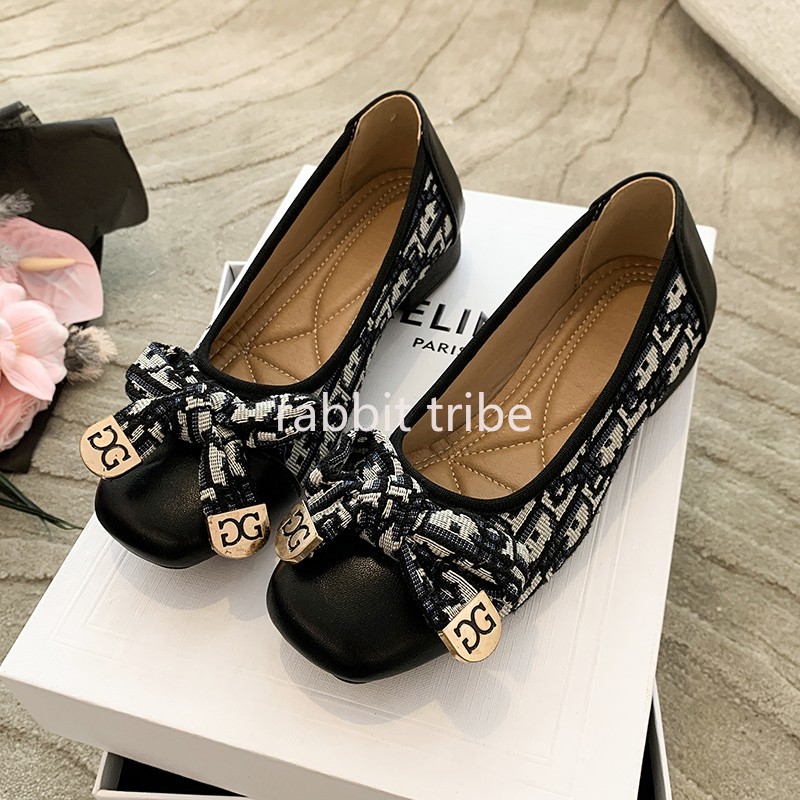 Men Shoes Men - รองเท้าส้นเตี้ยแบบสวมสบายสไตล์ฝรั่งเศสสำหรับผู้หญิง ดีไซน์เซ็กซี่ หัวเหลี่ยม แต่งลายปัก เหมาะกับกระโปรง ส้นเตี้ยเล็กน้อย