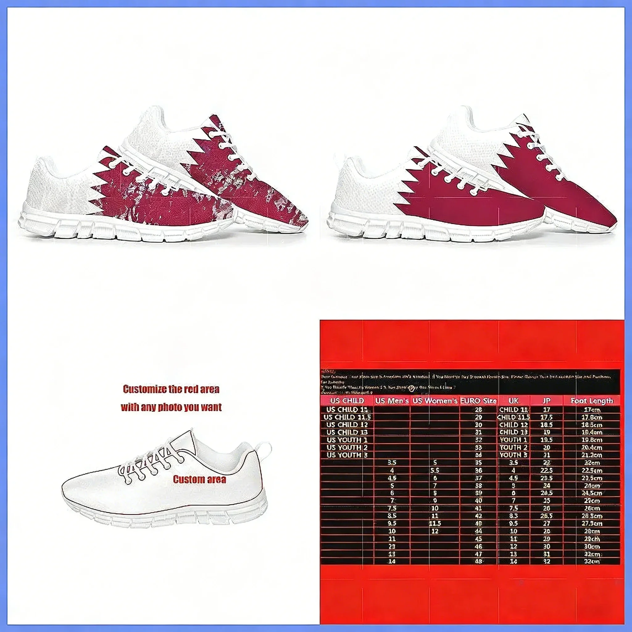 Men Shoes Qatar - รองเท้ากีฬาลายธงชาติกาตาร์, รองเท้าผ้าใบแบบกำหนดเองสำหรับผู้ชายและผู้หญิง, รองเท้าลำลองคู่รักคุณภาพสูง
