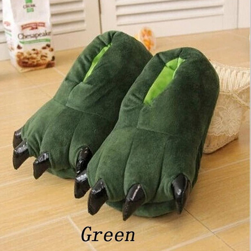 Men Shoes Size To Women - รองเท้าแตะในบ้านสำหรับฤดูหนาว นุ่ม อุ่น สบาย สำหรับผู้หญิงและผู้ชาย ลายอุ้งเท้าสัตว์
