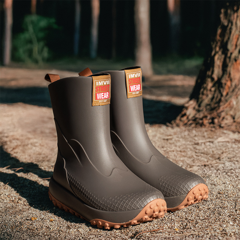Men'S Shoes Water Resistant - รองเท้ากันน้ำกลางน่องสำหรับผู้ชาย รองเท้าบูทยางกันฝน พื้นหนา ทนทานต่อการสึกหรอ รองเท้าบูทแฟชั่นสำหรับผู้ใหญ่