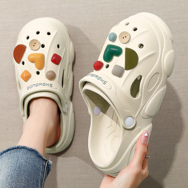 Men Shoes On Cloud - รองเท้าแตะลำลองสำหรับผู้หญิง ฤดูร้อน 2025 หัวกลม สไตล์มูลส์ รองเท้าแตะผู้ชาย