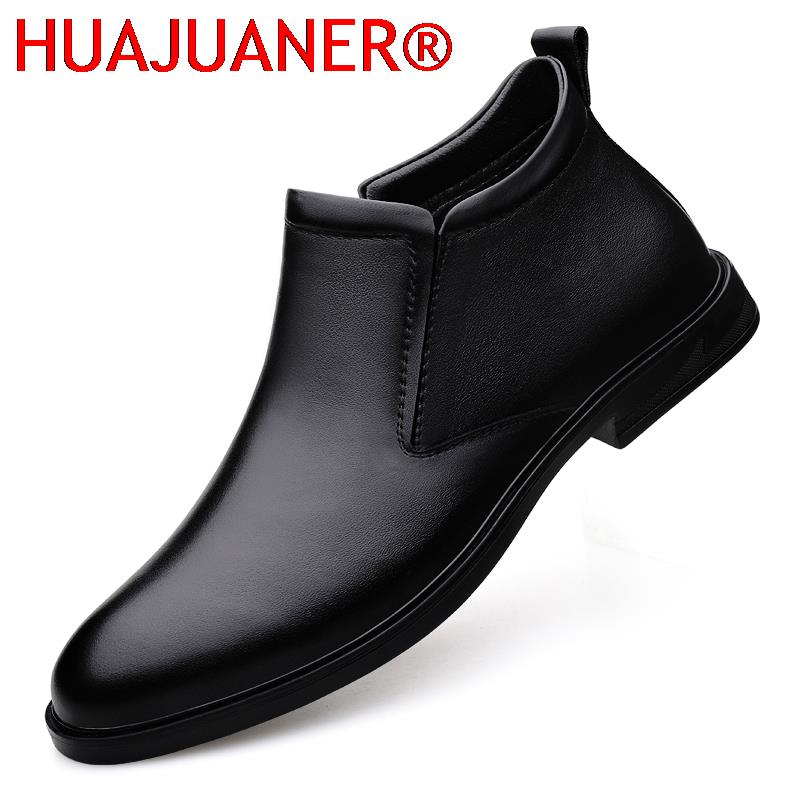 Men Shoes Branded - รองเท้าเชลซีสีดําผู้ชายสั้นรองเท้าหนังแท้ฤดูใบไม้ผลิฤดูใบไม้ร่วงชุดลําลองรองเท้าแบรนด์หรูผู้ชายรองเท้าบู๊ตหิมะ