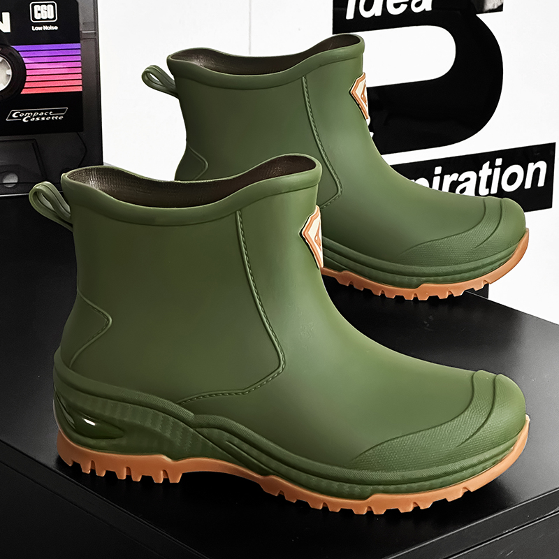 Men'S Shoes Water Resistant - รองเท้าบูทกันฝนสำหรับผู้ชาย ทนทานต่อการสึกหรอ เหมาะสำหรับการปีนเขา ตกปลา กันลื่น แบบสั้น