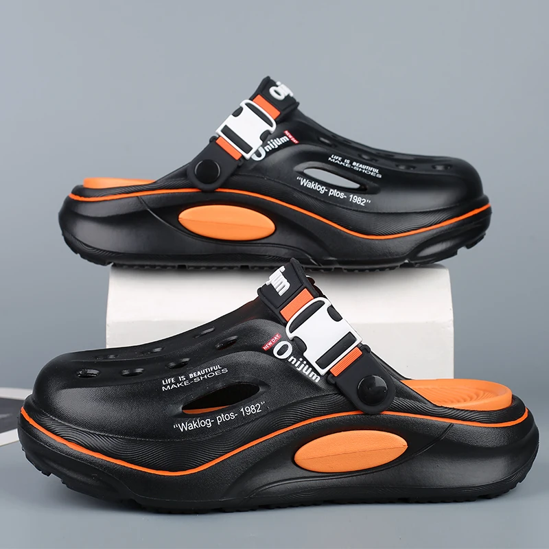 Men Shoes Classic - รองเท้าแตะแบบคลาสสิคใหม่สำหรับฤดูร้อน รองเท้าผู้ชายแบบสวม ระบายอากาศได้ดี รองเท้าสำหรับใส่ในสวน ทำจากวัสดุ EVA