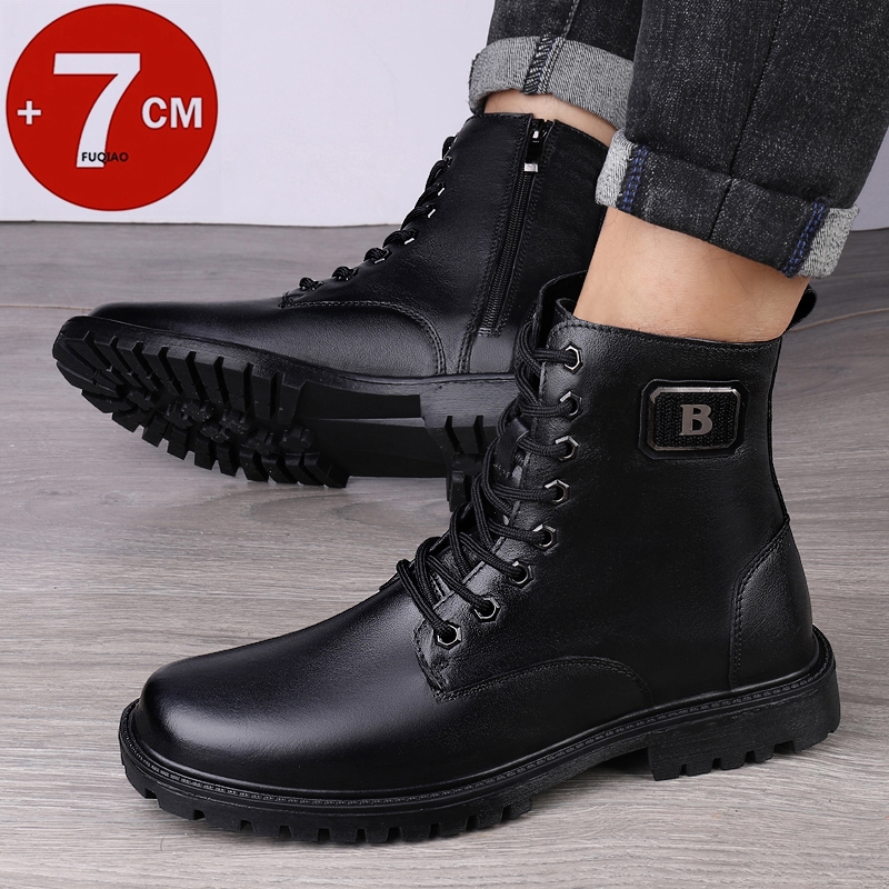 รองเท้าบูทหนังแท้ผู้ชาย บุขนอุ - Men'S Shoes With Height Increase บทวิจารณ์และราคา