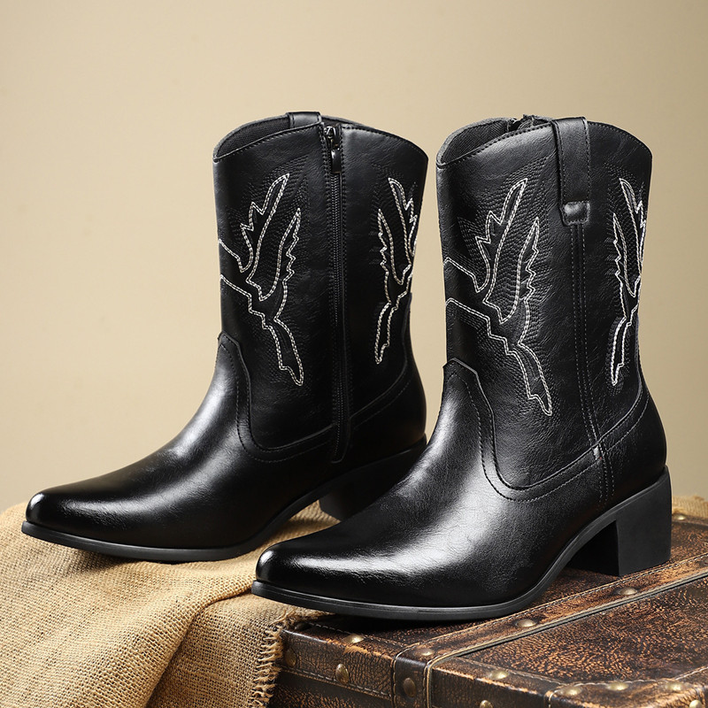 รองเท้าบูทคาวบอยสไตล์เรโทรคลาส - Men Shoes Classic บทวิจารณ์และราคา