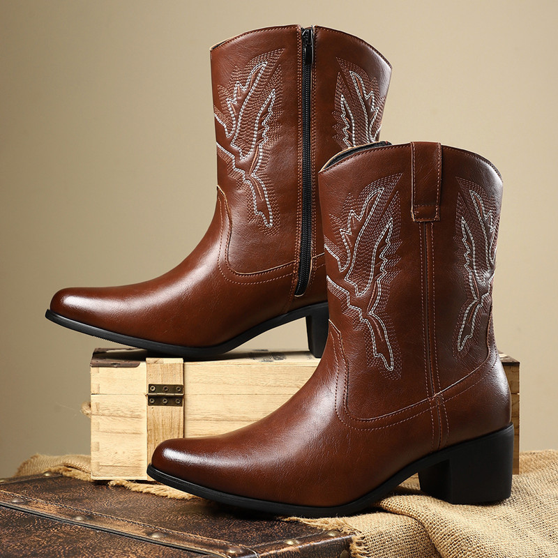 รองเท้าบูทคาวบอยสไตล์เรโทรคลาส - Men Shoes Classic บทวิจารณ์และราคา