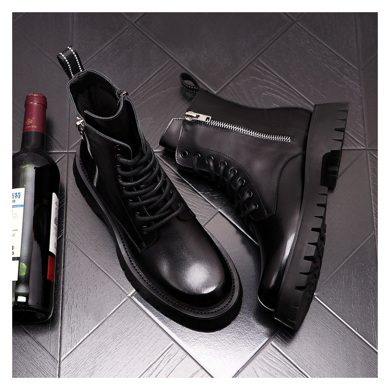 รองเท้าบูทหนังแท้แฟชั่นหรูสำหร - Men Shoes Branded บทวิจารณ์และราคา