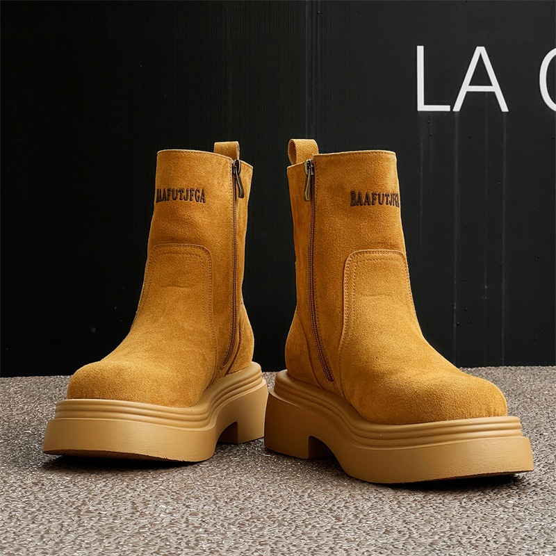 รองเท้าบูทสั้นสไตล์คู่รัก ทรงห - Men'S Shoes With Height Increase บทวิจารณ์และราคา