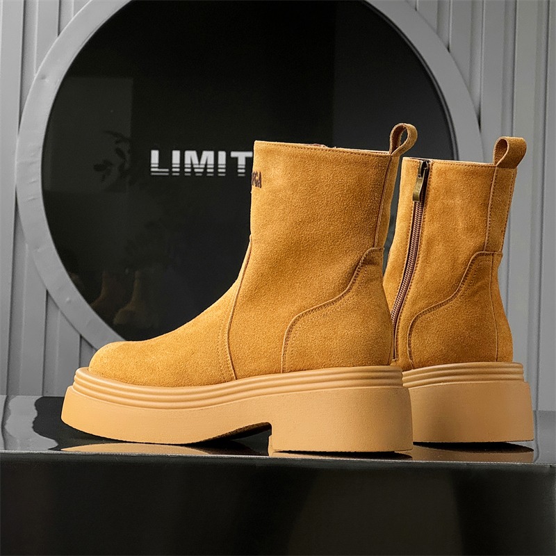 รองเท้าบูทสั้นสไตล์คู่รัก ทรงห - Men'S Shoes With Height Increase บทวิจารณ์และราคา